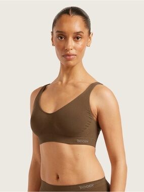 3 Pack BOODY Scoop Neck Seamless Bralette in Olive Brown